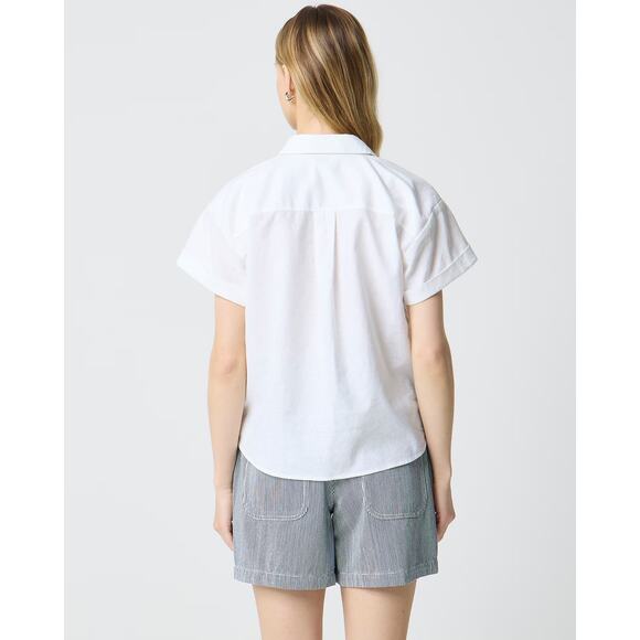 NWT J.Crew Short-Sleeve Linen-Blend Button-Up Shirt White Size XXL - Picture 3 of 7